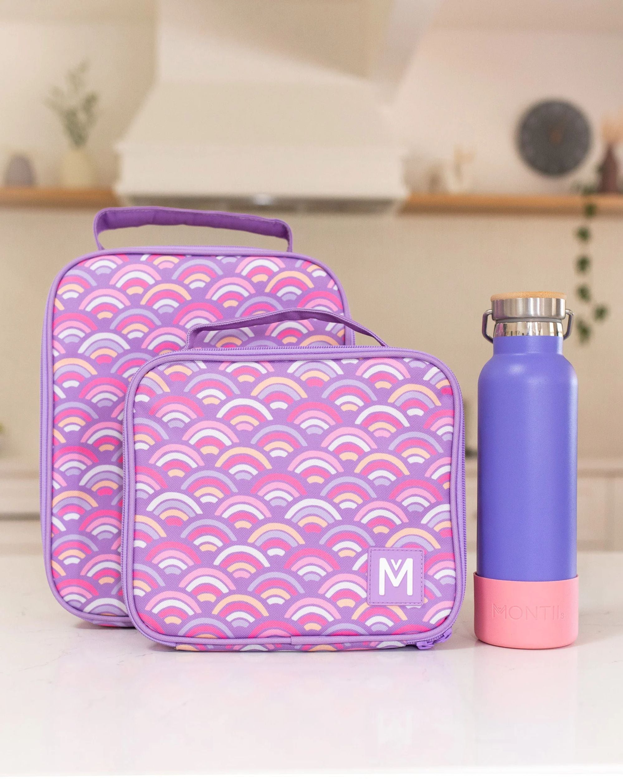 Torba termiczna MontiiCo Rainbow Roller M – dwie komory, wkład chłodzący, wodoodporna i trwała, kolor: różowy