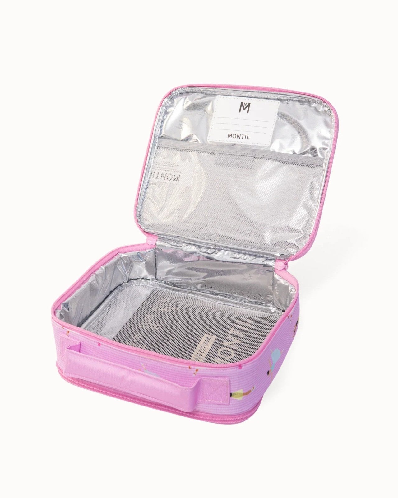 Torba śniadaniowa MontiiCo z grubą warstwą izolacyjną z różowym motywem tancerek
