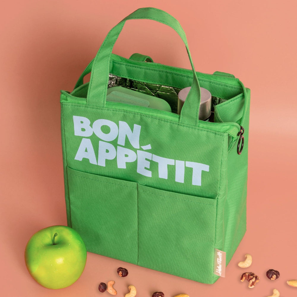 Torba termiczna na lunch Bon Appetit od Helio Ferretti – ciemnozielona, z zamkiem i kieszonkami na dodatki
