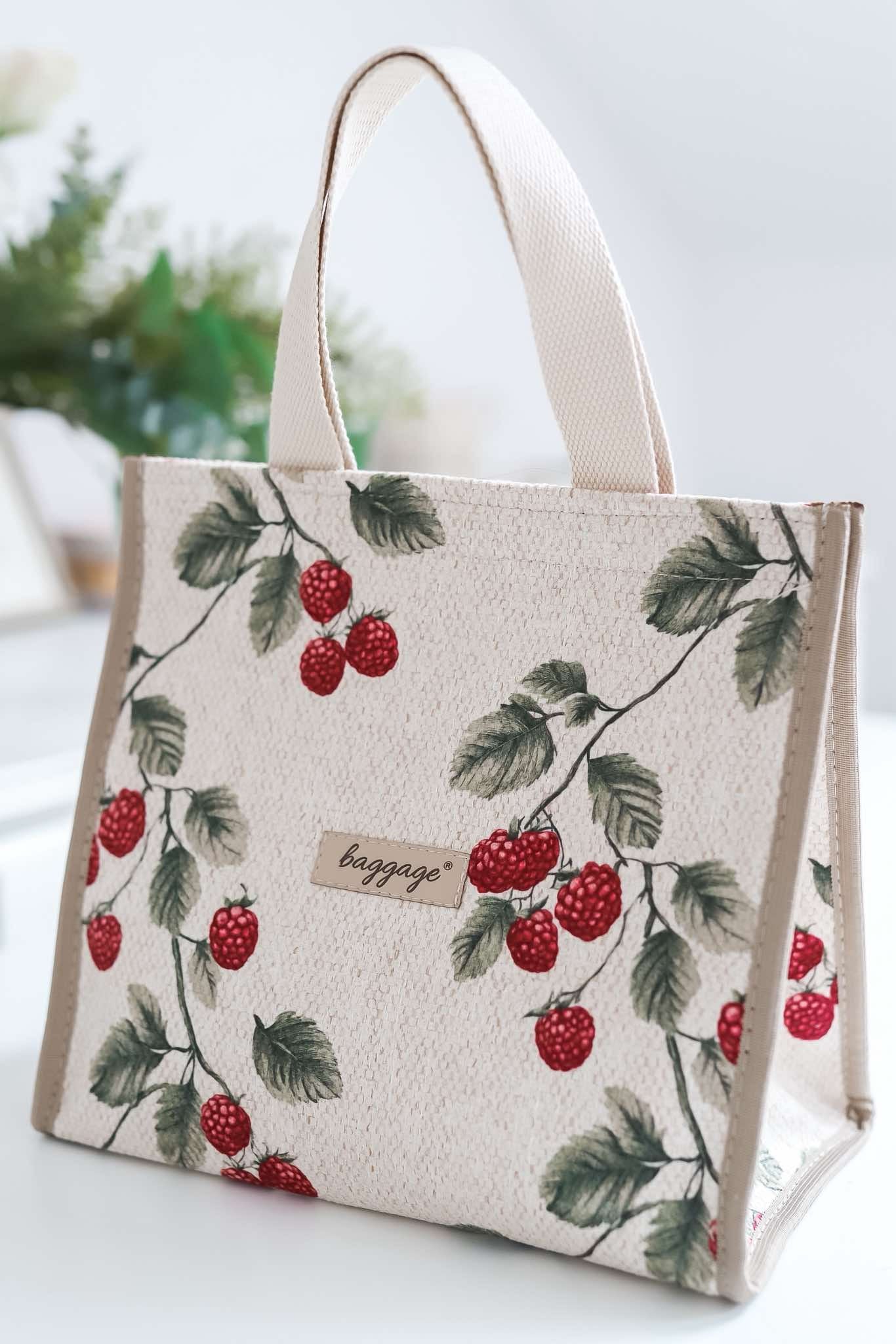 Kompaktowa torba typu lunch bag Baggage Maliny o kwadratowym kształcie