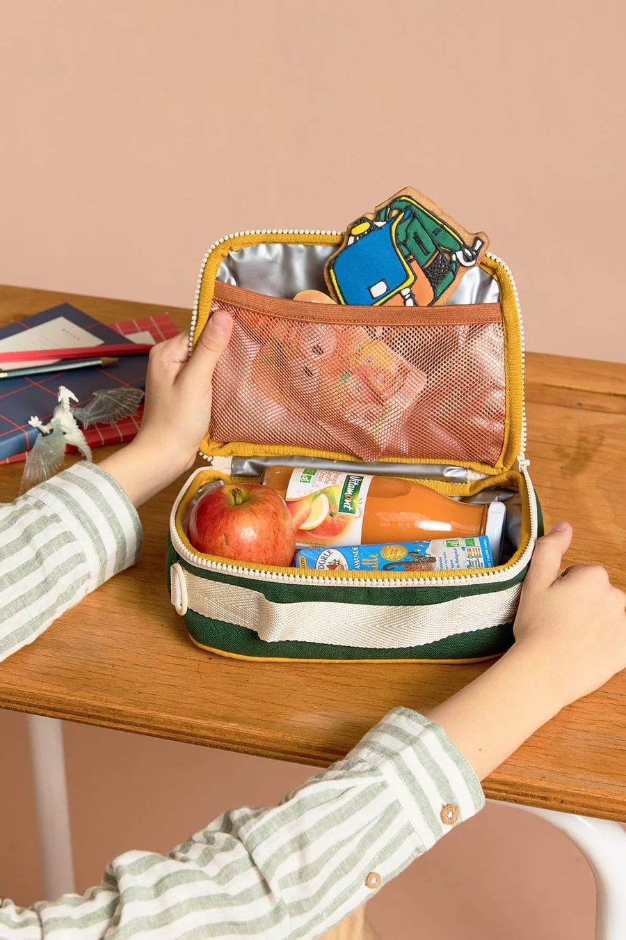 Torba termiczna z paskiem Elsa Hindbag - wygodna, eko, trwala, w stylu retro, izolacja termiczna, 100% bawełna organiczna, kolor: niebieski