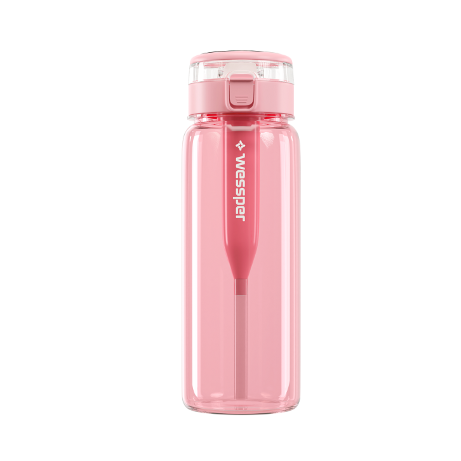 Wessper ActiveMax Pink  tritanowa butelka filtrująca 680 ml – filtr węglowy usuwa chlor, ze słomką, bez BPA, szczelna, stylowa, ekologiczna, kolor: różowa