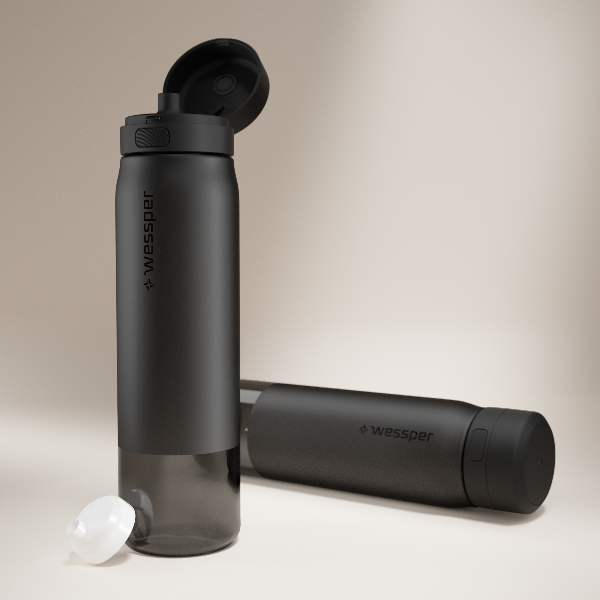 Wessper Actitex™ Black – lekka, tritanowa butelka filtrująca z filtrem Actitex™, pojemna, 1 l,  wolna od BPA, odporna, szczelna i ekologiczna, kolor: czarna