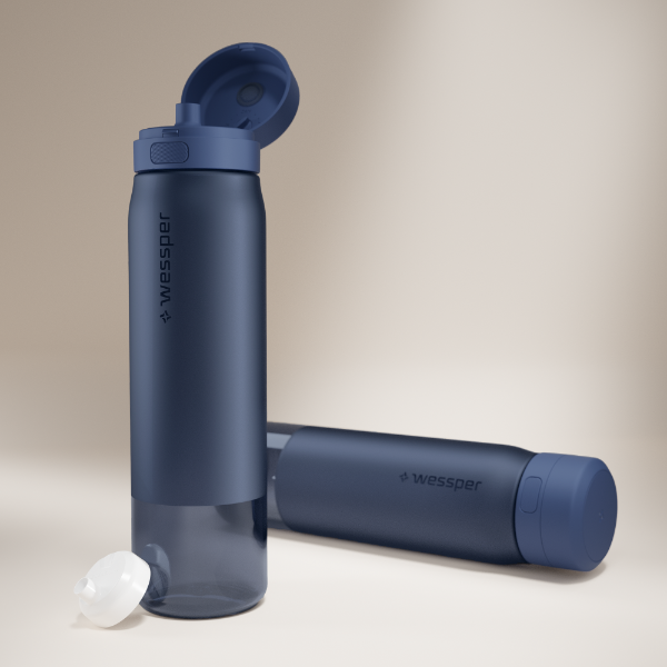 Wessper Actitex™ Blue – lekka, tritanowa butelka filtrująca z filtrem Actitex™, pojemna, 1 l,  wolna od BPA, odporna, szczelna i ekologiczna, kolor: niebieska