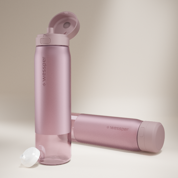 Wessper Actitex™ Pink – lekka, tritanowa butelka filtrująca z filtrem Actitex™, pojemna, 1 l,  wolna od BPA, odporna, szczelna i ekologiczna, kolor: różowa