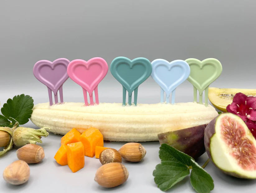 Kolorowe serca Pieksi Griffel – ozdobne wykałaczki wielorazowe do lunchboxa