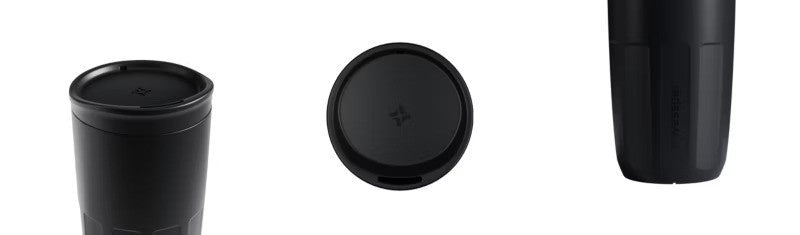 Wessper FIKA kubek wielorazowy 400 ml czarny –  na kawę i herbatę na wynos, bezpieczny, z pokrywką, do ciepłych i zimnych napojów, do zmywarki.