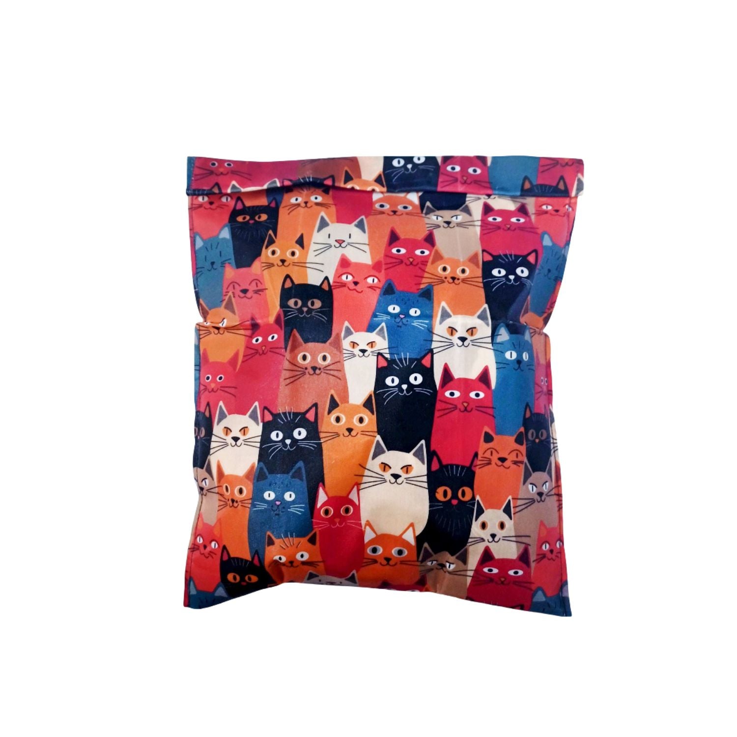 Woreczek na żywność BeePack Cats– wielorazowe opakowanie z bawełny,  antybakteryjny, bez plastiku, wzór: koty