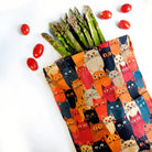 Woreczek na żywność BeePack Cats– wielorazowe opakowanie z bawełny,  antybakteryjny, bez plastiku, wzór: koty