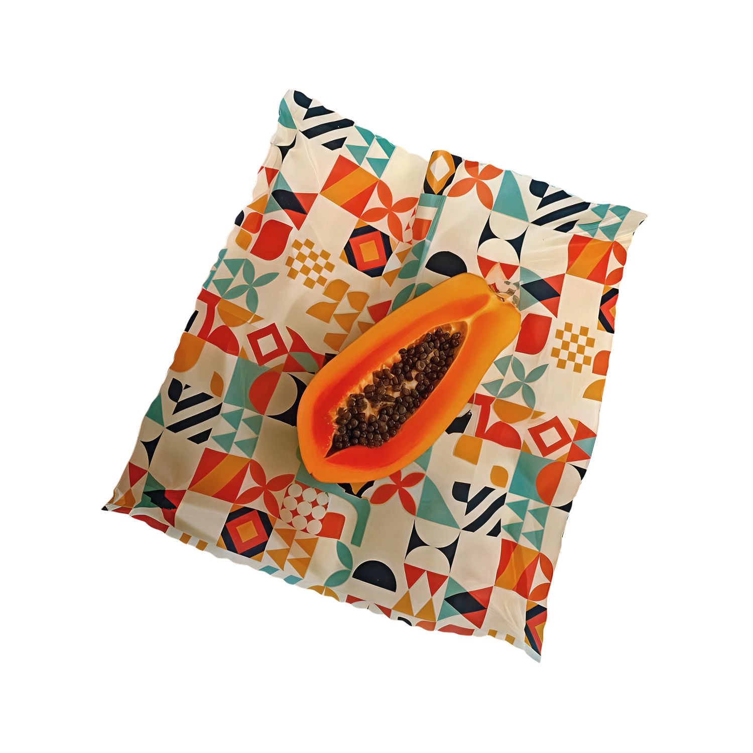 Woskowijka do kanapek BeePack® L Geometry – ekologiczne, wielorazowe opakowanie na żywność z naturalnych materiałów, zero plastiku, wzór: geometria