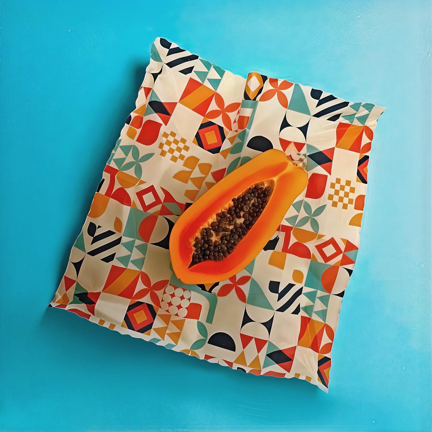 Woskowijka do kanapek BeePack® L Geometry – ekologiczne, wielorazowe opakowanie na żywność z naturalnych materiałów, zero plastiku, wzór: geometria