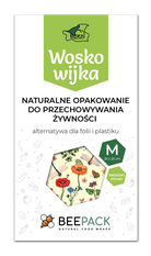 Woskowijka do kanapek BeePack® M – ekologiczne, wielorazowe opakowanie na żywność z naturalnych materiałów, zero plastiku, wzór: łąka