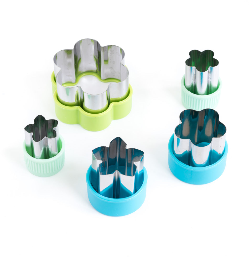 Wykrawacze Lekkabox kwiaty – zestaw 5 rozmiarów, stal nierdzewna, bezpieczne uchwyty, idealne do owoców, warzyw, kanapek i ciasteczek