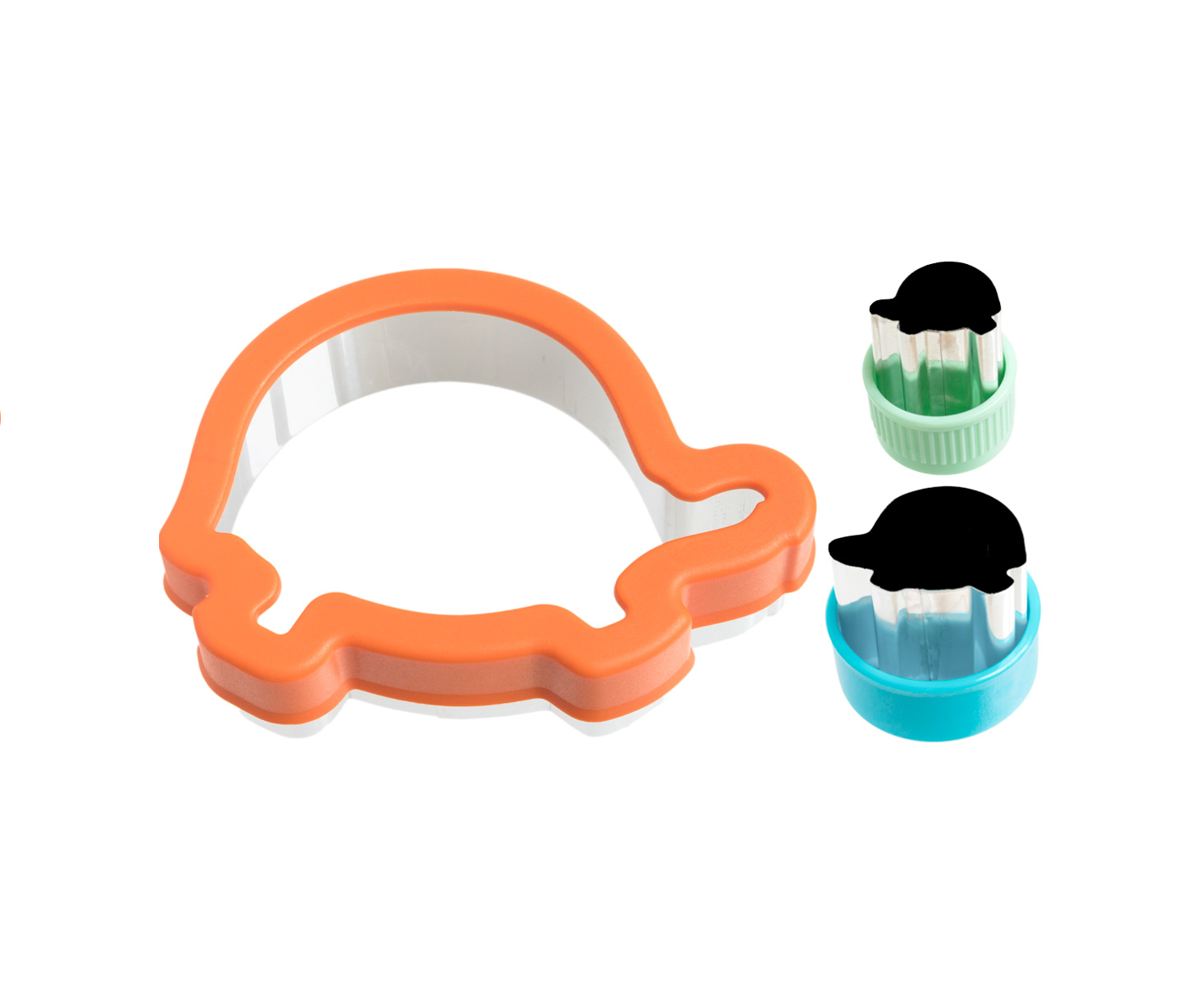 Wykrawacze Lekkabox żółwie – zestaw 3 rozmiarów, stal nierdzewna, bezpieczne uchwyty, idealne do owoców, warzyw, kanapek i ciasteczek