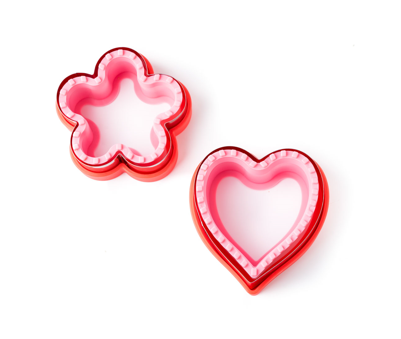 Wykrawacze Lekkabox kwiat i serce – zestaw 2 rozmiarów, bezpieczne uchwyty, idealne do owoców, warzyw, kanapek i ciasteczek