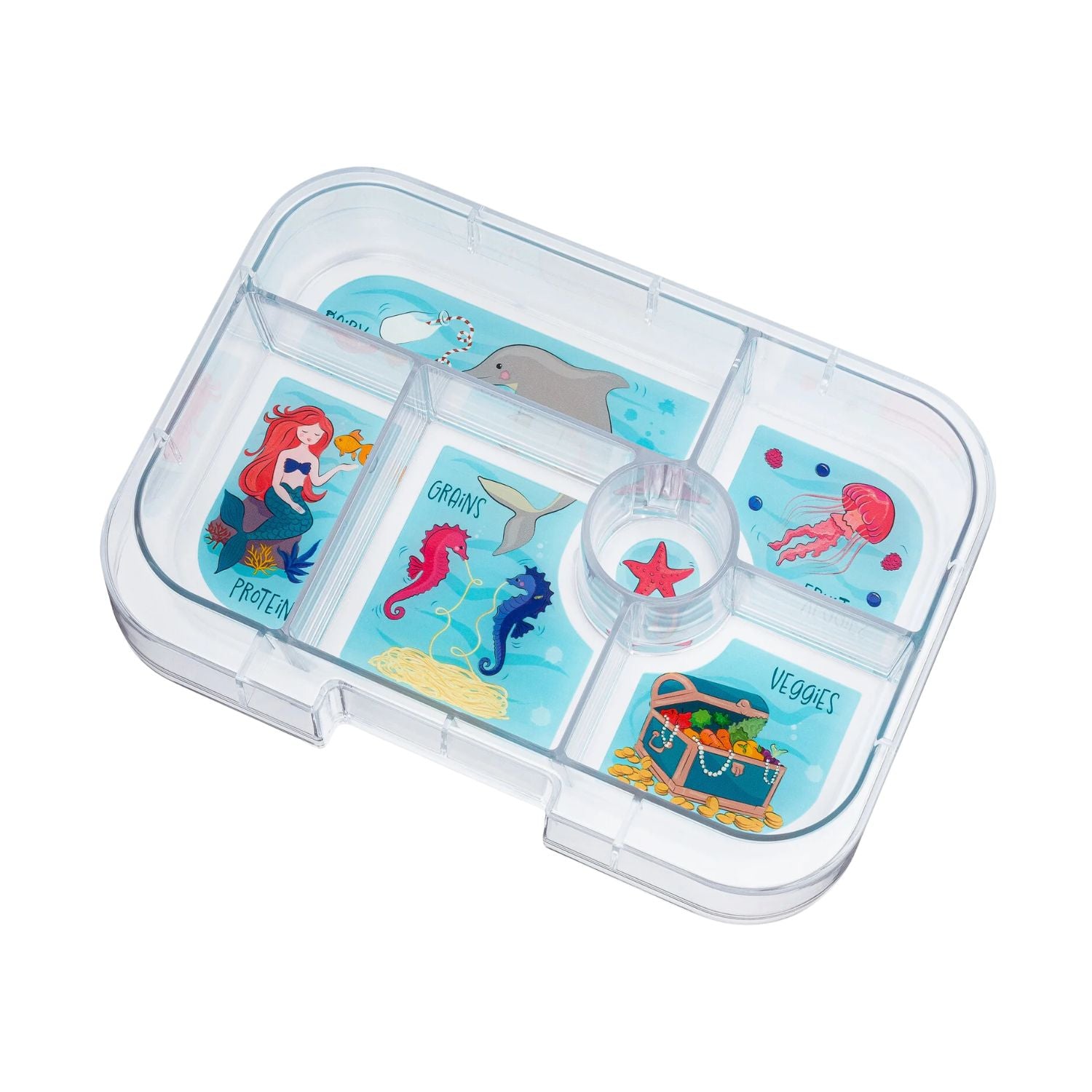Wymienna tacka do lunch boxa Yumbox Original Mermaid - 5 przegródek, tritan, bez BPA, do zmywarki; wzór: syrenki