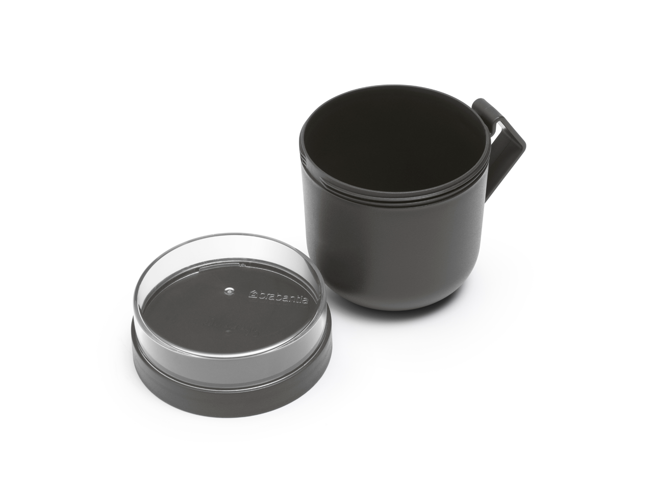 Pojemnik na owsiankę Make & Take Brabantia – szczelny kubek 600 ml z odkręcanym pojemnikiem na dodatki, idealny do pracy i szkoły, bezpieczny, wielofunkcyjny i ekologiczny, kolor: czarny 
