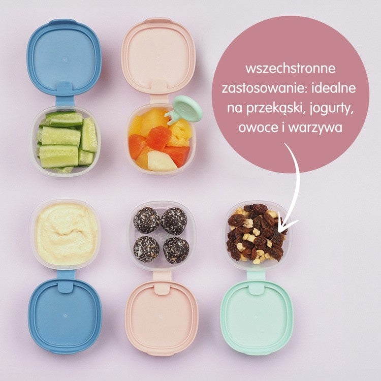Szczelne pojemniki B.box Berry – 3 sztuki na owoce, jogurty i sosy. Łatwe w użyciu, bezpieczne, do szkoły i na wycieczkę