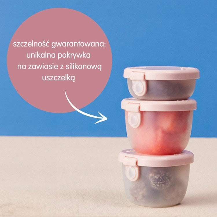 Szczelne pojemniki B.box Berry – 3 sztuki na owoce, jogurty i sosy. Łatwe w użyciu, bezpieczne, do szkoły i na wycieczkę