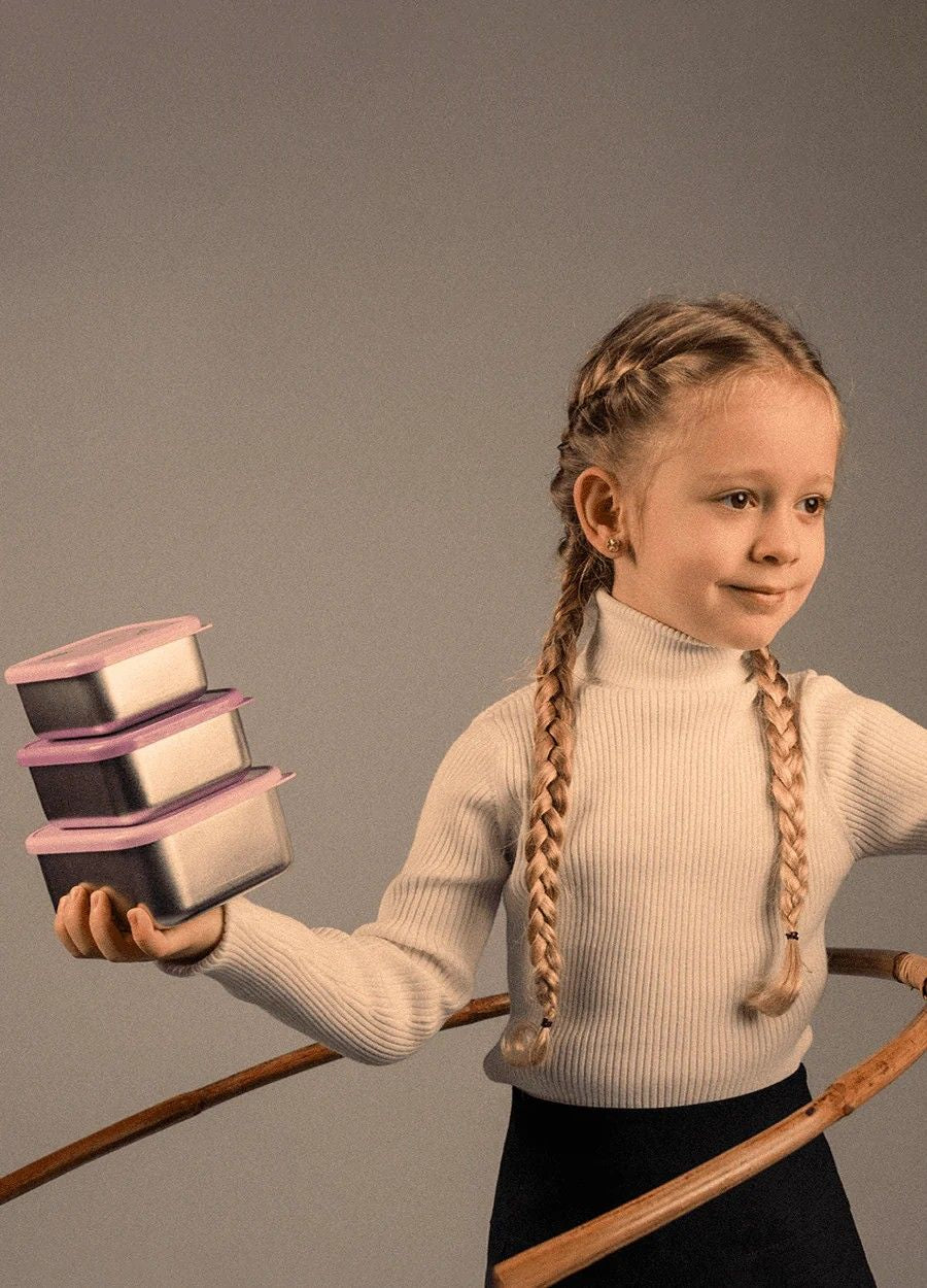 Zestaw 3 pojemników Citron Stormy Unicorn ze stali nierdzewnej 550/350/220 ml, kompaktowe, bez BPA, idealne na przekąski i owoce, wzór: jednorożce