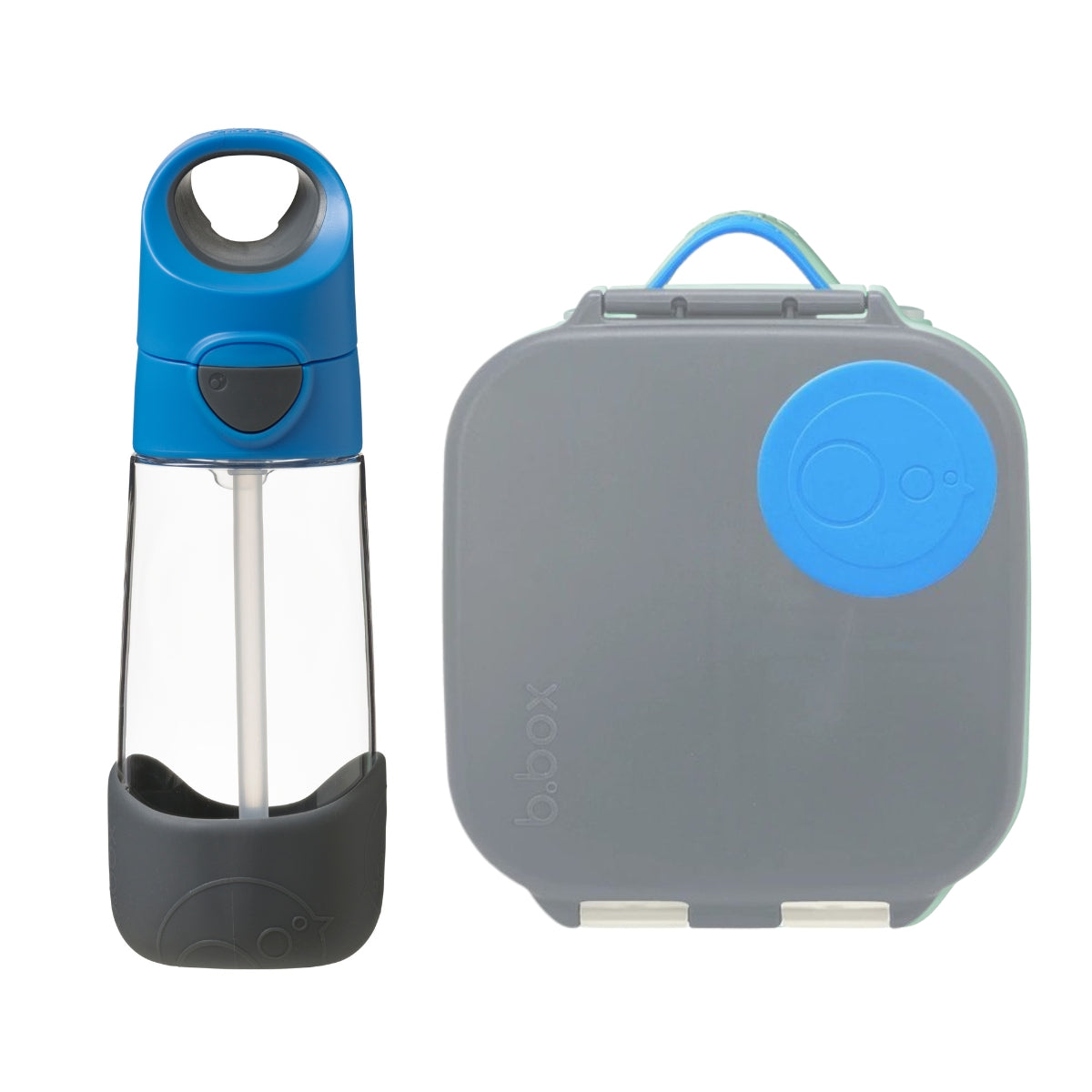 Niebiesko-szary komplet śniadaniówki i butelki b.box Blue Slate do szkoły i przedszkola