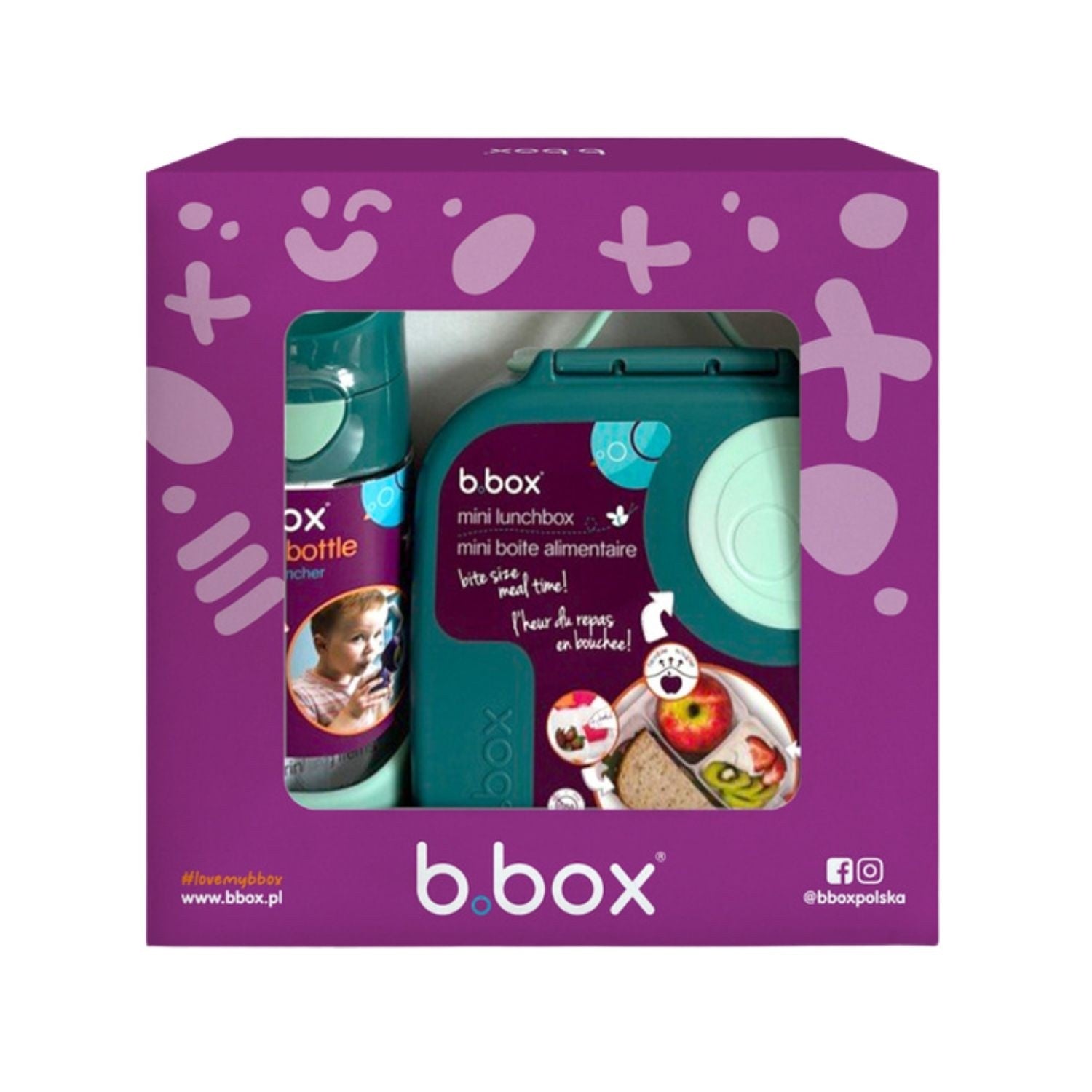 Zielony zestaw mini lunch box + butelka tritanowa ze słomką Emerald Forest - lekki, szczelny, wytrzymały tritan, idealny dla dzieci, dopasowany kolorystycznie, łatwe otwieranie, bezpieczne materiały