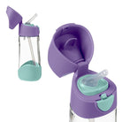 Fioletowy zestaw mini lunch box + butelka tritanowa ze słomką Lilac Pop - lekki, szczelny, wytrzymały tritan, idealny dla dzieci, dopasowany kolorystycznie, łatwe otwieranie, bezpieczne materiały