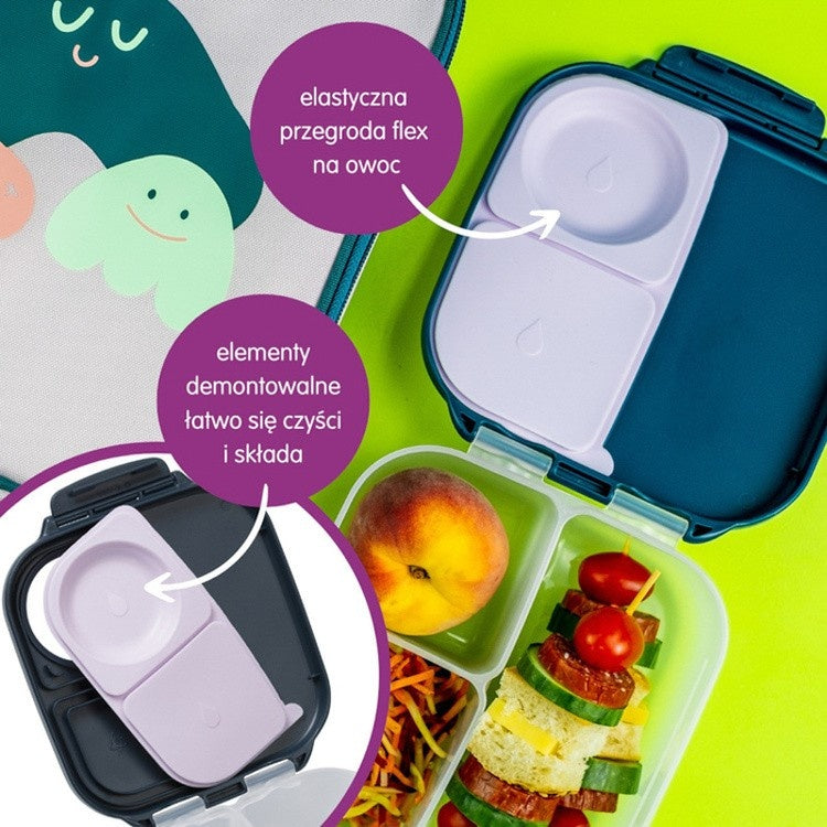Fioletowy zestaw mini lunch box + butelka tritanowa ze słomką Lilac Pop - lekki, szczelny, wytrzymały tritan, idealny dla dzieci, dopasowany kolorystycznie, łatwe otwieranie, bezpieczne materiały
