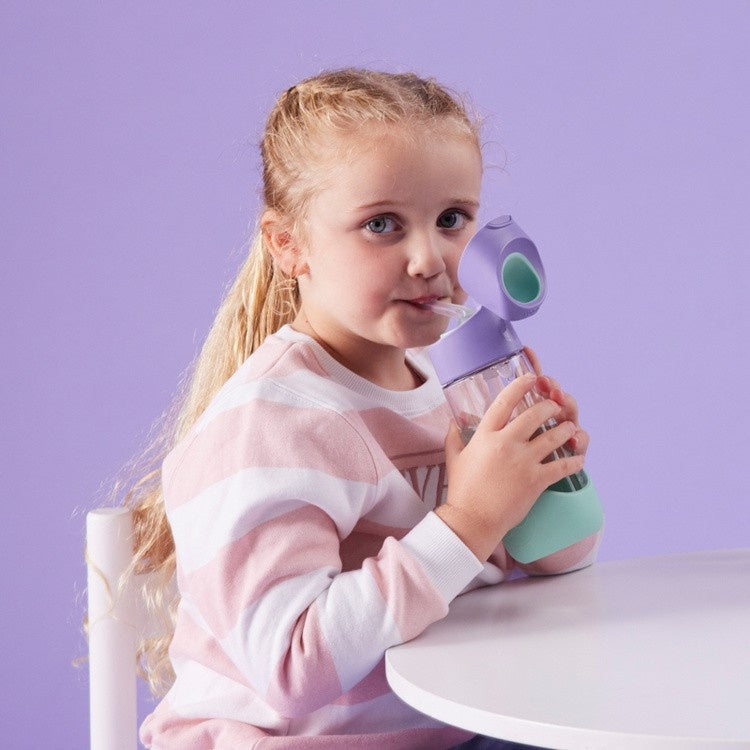 Fioletowy zestaw mini lunch box + butelka tritanowa ze słomką Lilac Pop - lekki, szczelny, wytrzymały tritan, idealny dla dzieci, dopasowany kolorystycznie, łatwe otwieranie, bezpieczne materiały