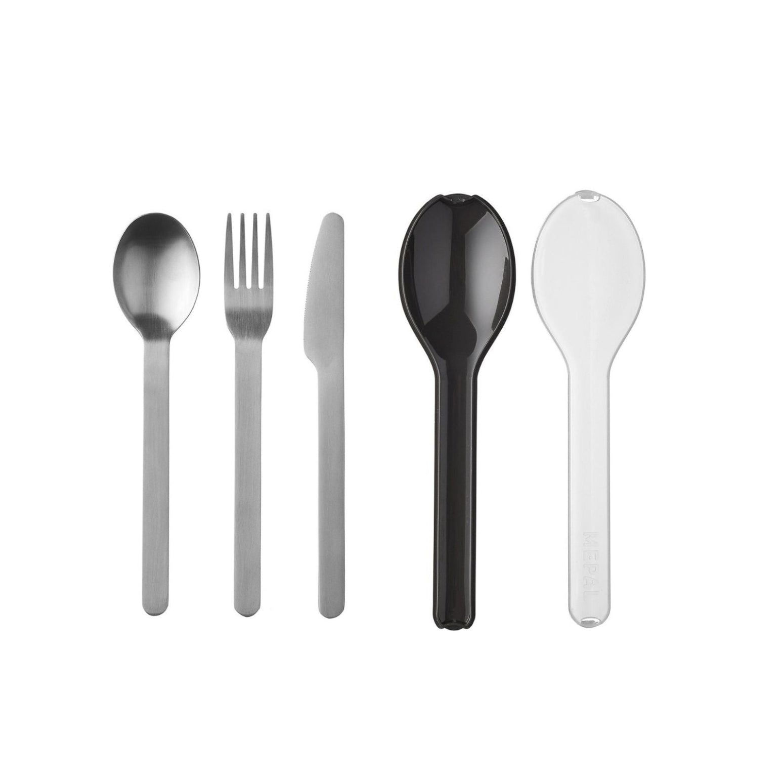 Mepal Ellipse zestaw sztućców w etui – widelec, nóż, łyżka, stal nierdzewna, kolor: nordic black
