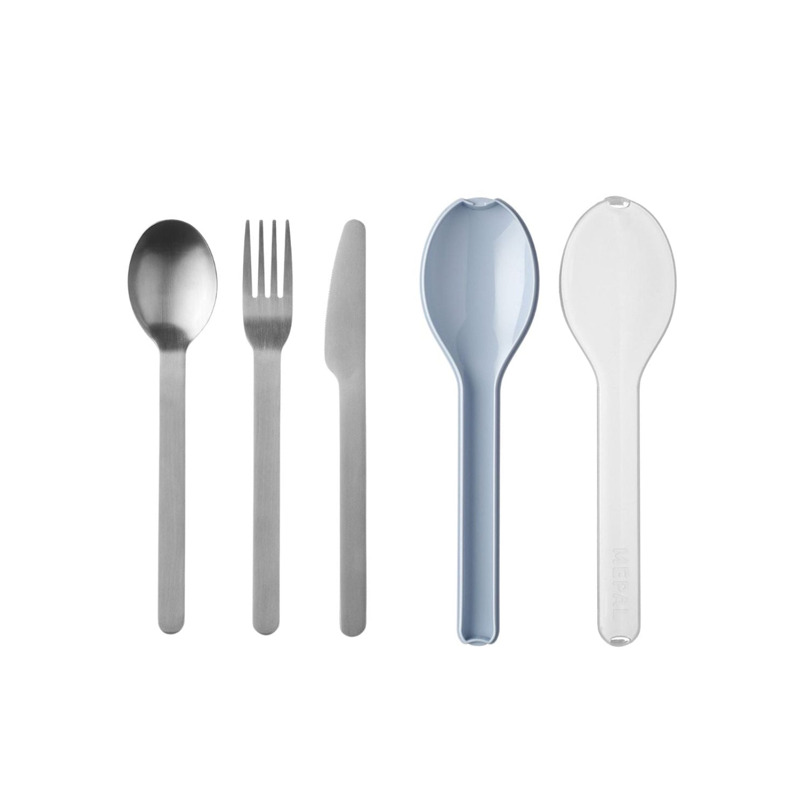 Mepal Ellipse zestaw sztućców w etui – widelec, nóż, łyżka, stal nierdzewna, kolor: nordic blue