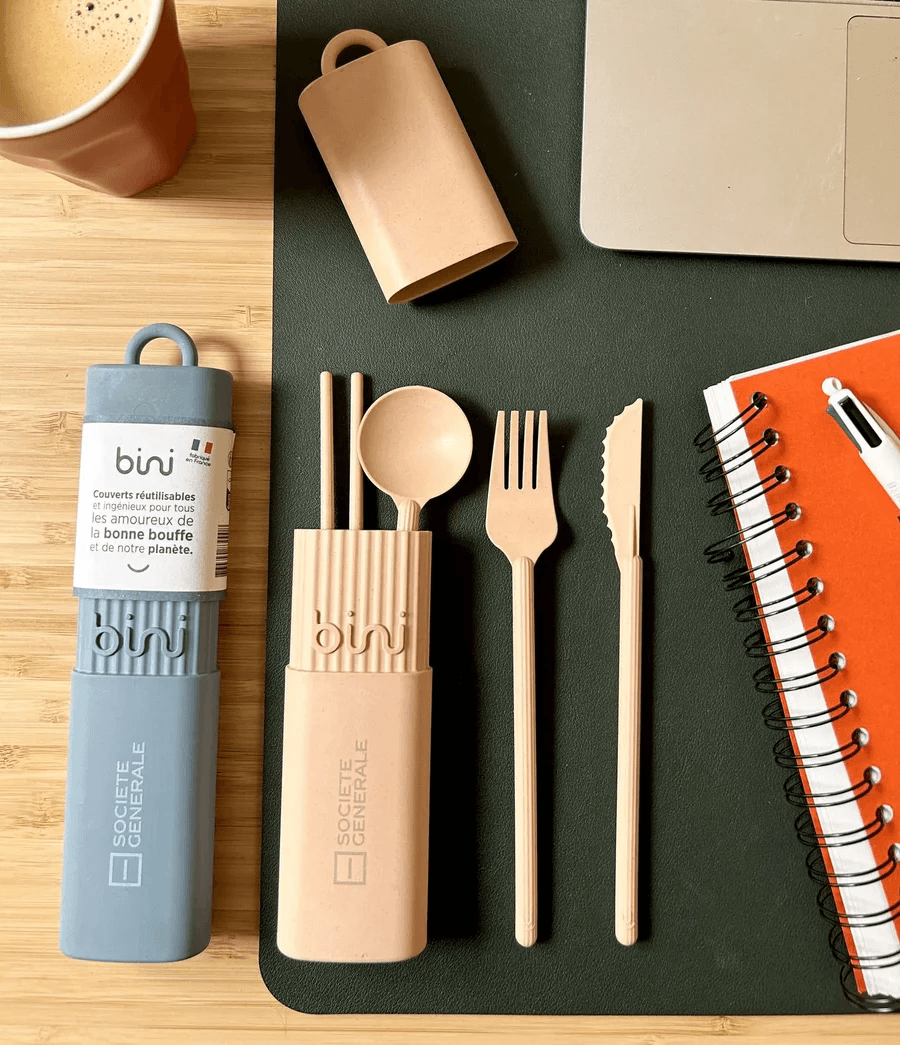 Sztućce z surowców odnawialnych Bini Kit Nude wyprodukowane we Francji