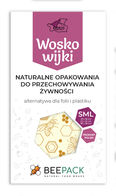 Zestaw woskowijek do kanapek BeePack®  – ekologiczne, wielorazowe opakowania na żywność z naturalnych materiałów, zero plastiku, wzór: pszczoły