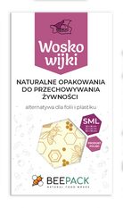 Zestaw woskowijek do kanapek BeePack®  – ekologiczne, wielorazowe opakowania na żywność z naturalnych materiałów, zero plastiku, wzór: pszczoły