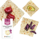 Zestaw woskowijek do kanapek BeePack®  – ekologiczne, wielorazowe opakowania na żywność z naturalnych materiałów, zero plastiku, wzór: pszczoły