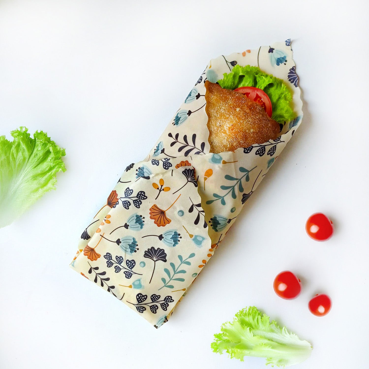 Zestaw woskowijek do kanapek BeePack®  Twings – ekologiczne, wielorazowe opakowania na żywność z naturalnych materiałów, zero plastiku, wzór: gałązki