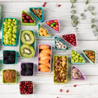 LEKKABOX Bento Triangle Rose/Lilac– elastyczne, różowe foremki trójkątne do przekąsek i mini deserów, bezpieczny silikon, łatwe czyszczenie