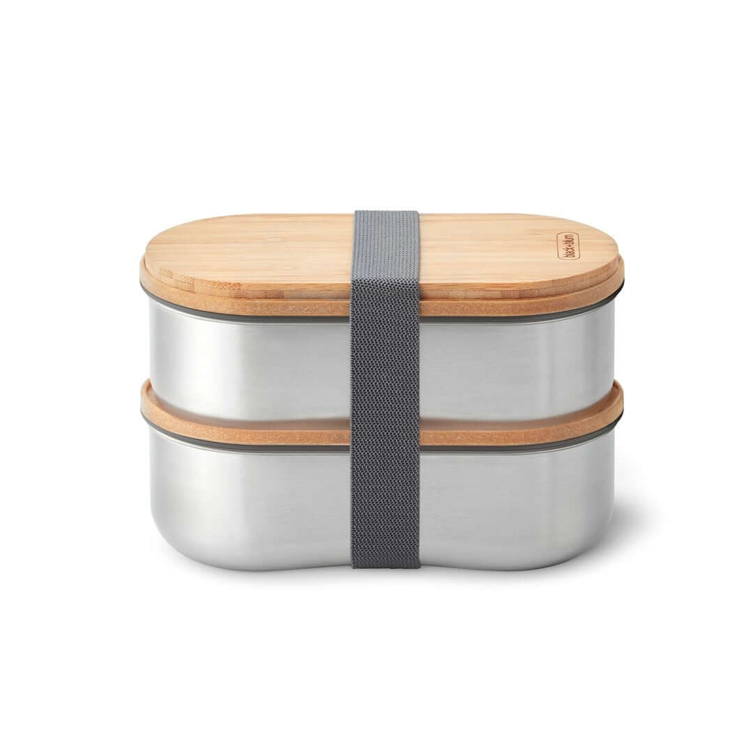 BLACK+BLUM BENTO BOX stalowy lunch box 2w1, srebrny Black+Blum Lunch Boxes & Totes | TwójLunchBox