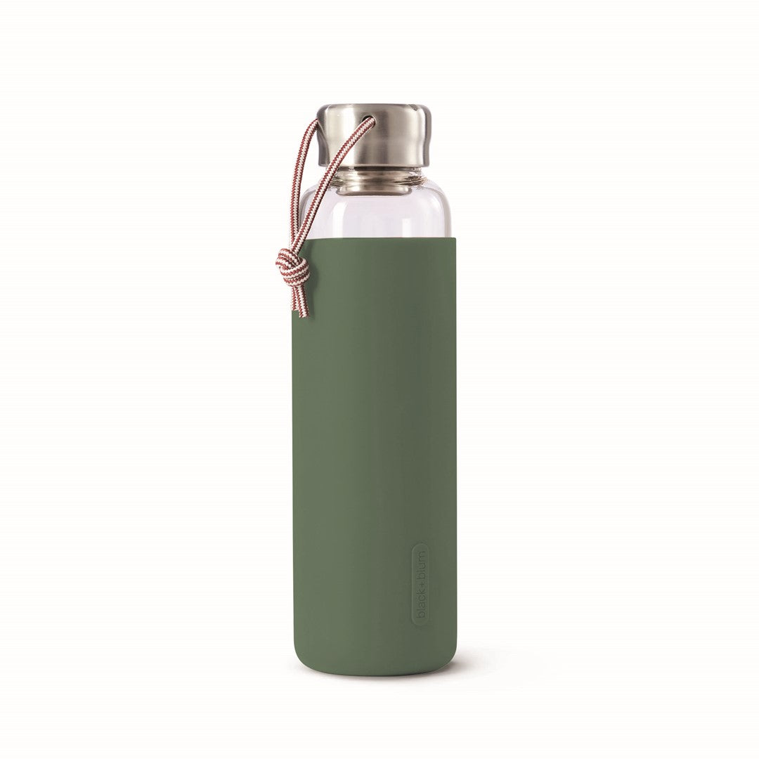 BLACK+BLUM GLASS WATER butelka borokrzemowa 600ml, oliwkowa Black+Blum Water Bottles | TwójLunchBox