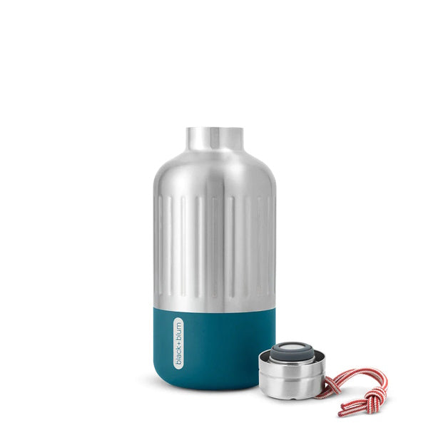 Butelka termiczna z nakrętką ze stalową wypustką - Explorer, 650 ml, morski kolor