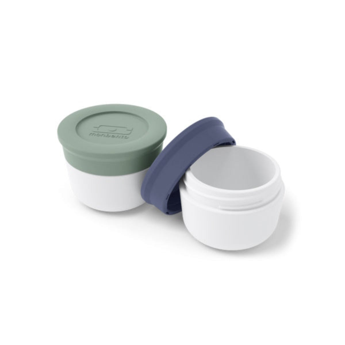 Monbento Temple S Green/ Blue– zestaw 2 pojemników po 10 ml. Idealne na sosy i dipy, szczelne, kompaktowe, bez BPA, do mikrofalówki i zmywarki