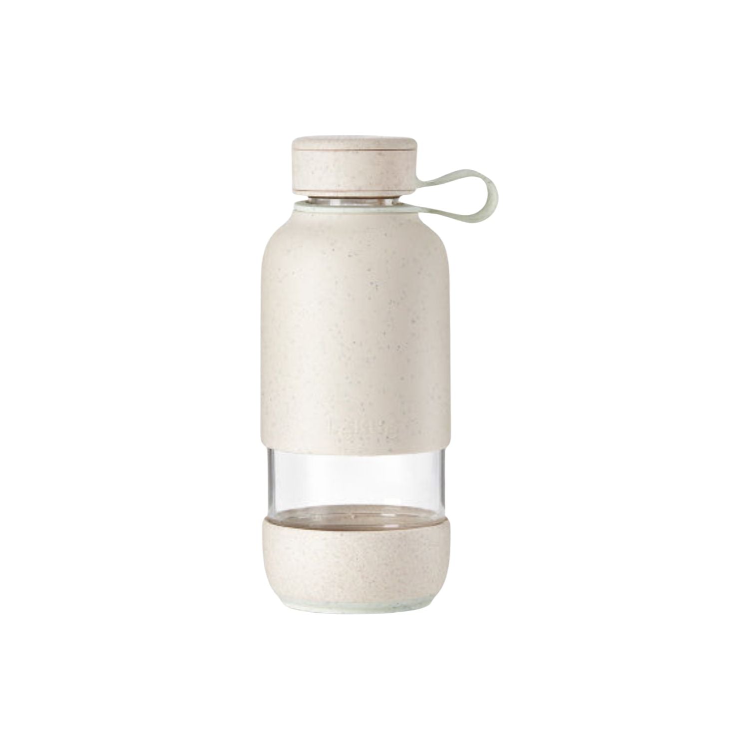 Szklana butelka Lekue To Go Organic – szczelna, z odkręcanym dnem i wygodnym uchwytem.