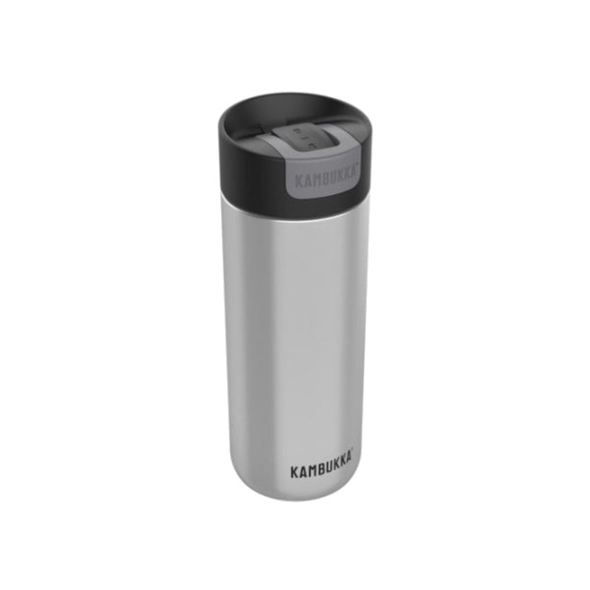 Kambukka Olympus Stainless Steel 500 ml – szczelny srebrny kubek termiczny z silikonową podstawą i izolacją 11h/20h