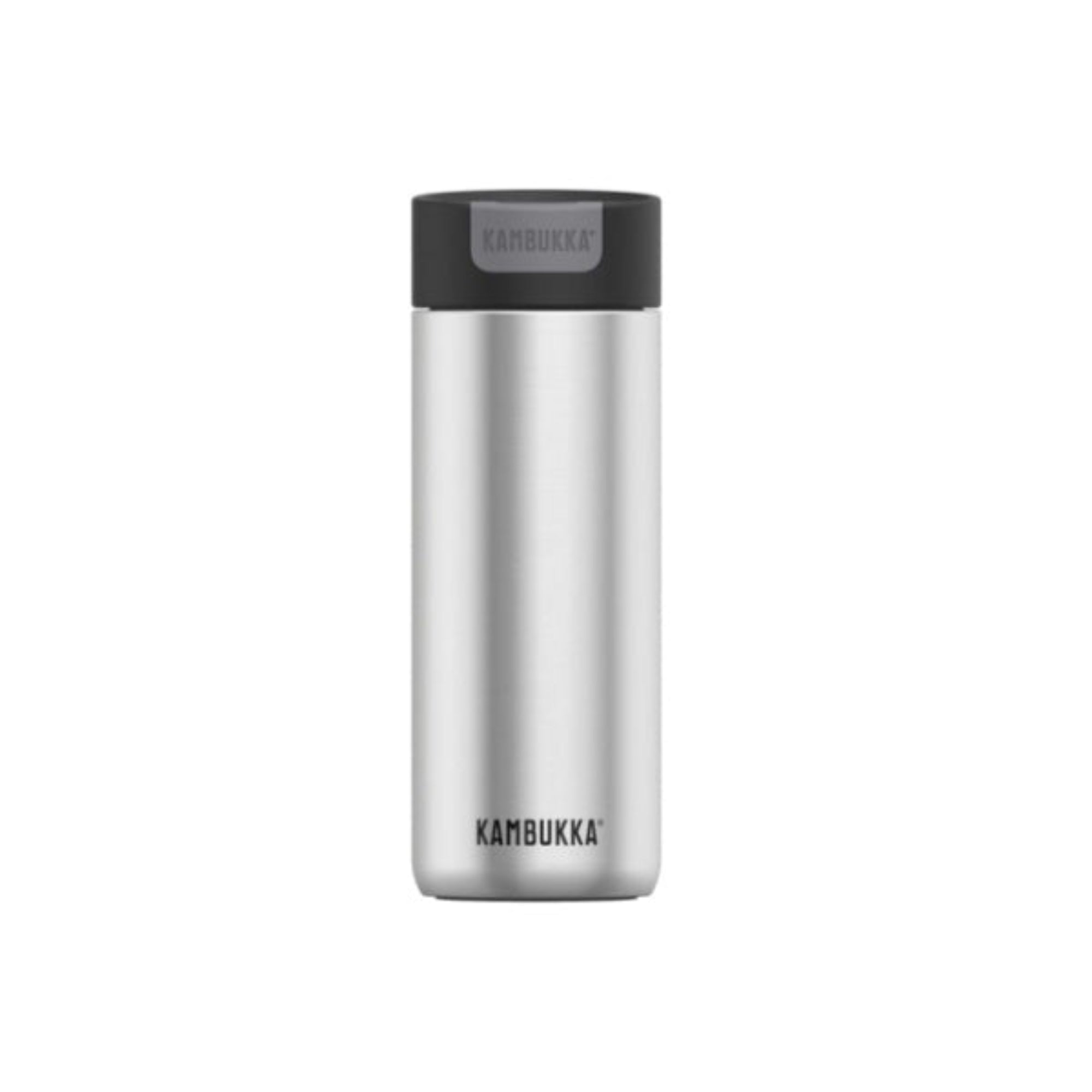 Kambukka Olympus Stainless Steel 500 ml – szczelny srebrny kubek termiczny z silikonową podstawą i izolacją 11h/20h