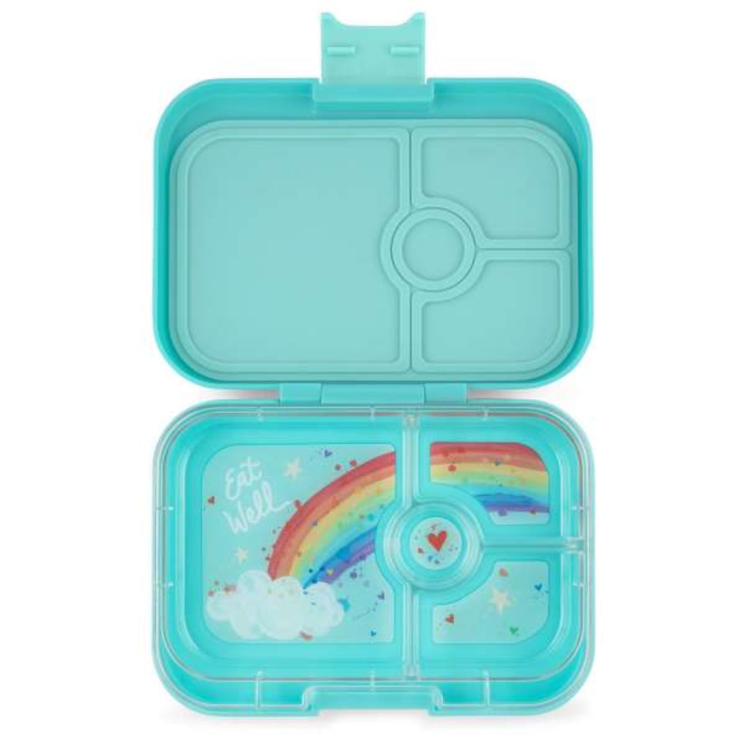 Yumbox Panino śniadaniówka dla dzieci Misty Aqua/Rainbow– 4 przegródki, szczelna pokrywka, idealny lunchbox do szkoły i przedszkola, kolor: turkusowy