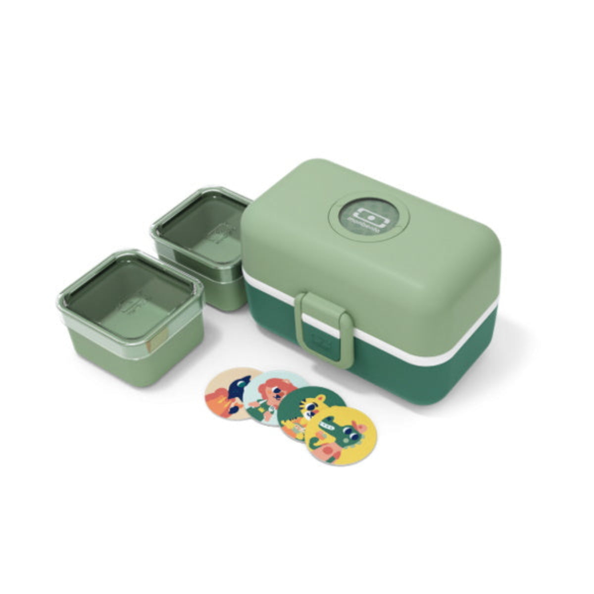 Monbento Tresor Forest – lunchbox dla dzieci z 3 pojemnikami. Lekki, szczelny i łatwy w otwieraniu. Idealny do szkoły, na wycieczkę i piknik, kolor: zielony