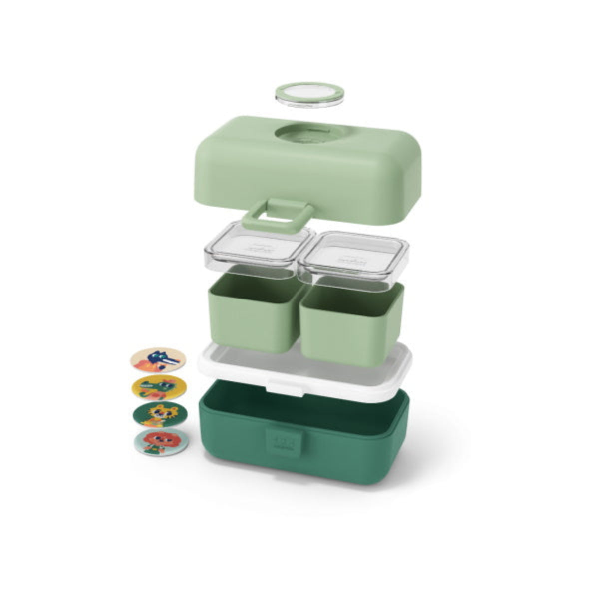Monbento Tresor Forest – lunchbox dla dzieci z 3 pojemnikami. Lekki, szczelny i łatwy w otwieraniu. Idealny do szkoły, na wycieczkę i piknik, kolor: zielony