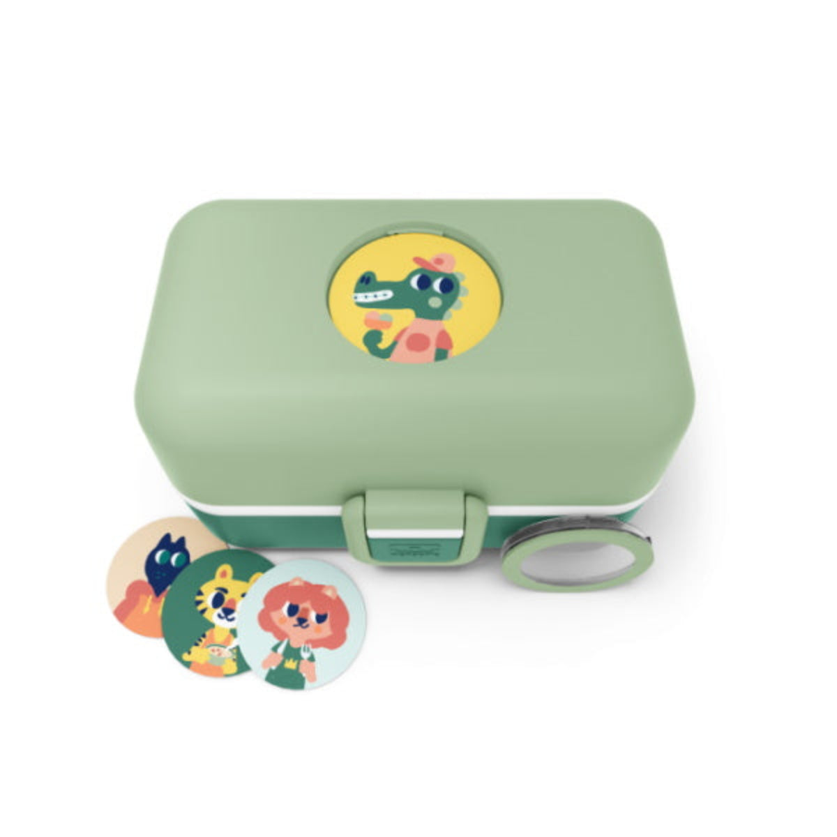 Monbento Tresor Forest – lunchbox dla dzieci z 3 pojemnikami. Lekki, szczelny i łatwy w otwieraniu. Idealny do szkoły, na wycieczkę i piknik, kolor: zielony