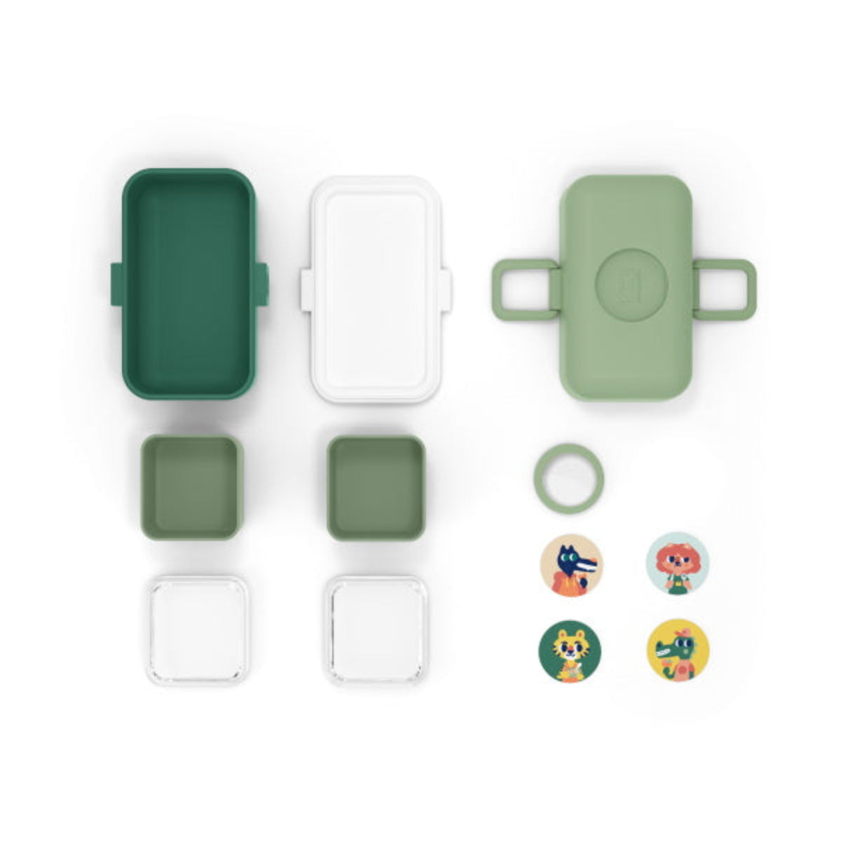 Monbento Tresor Forest – lunchbox dla dzieci z 3 pojemnikami. Lekki, szczelny i łatwy w otwieraniu. Idealny do szkoły, na wycieczkę i piknik, kolor: zielony