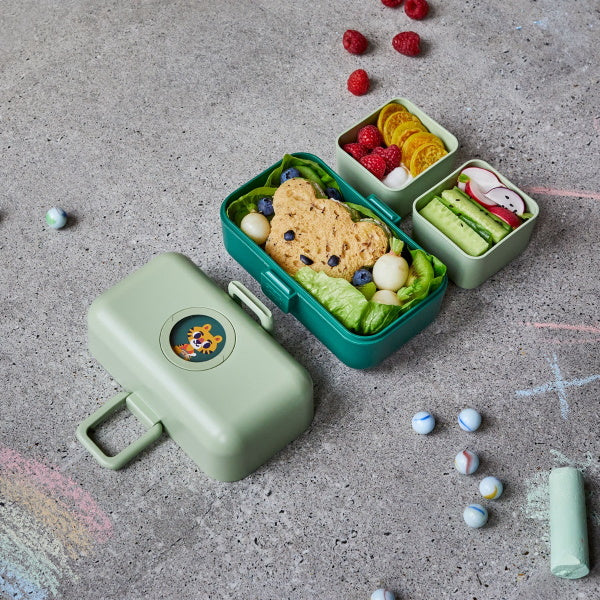 Monbento Tresor Forest – lunchbox dla dzieci z 3 pojemnikami. Lekki, szczelny i łatwy w otwieraniu. Idealny do szkoły, na wycieczkę i piknik, kolor: zielony